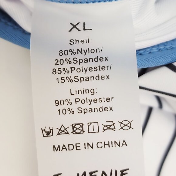 Striped Blue & White One-Piece  Swimsuit Womens With Tie-Back Size XL - Picture 2 of 4